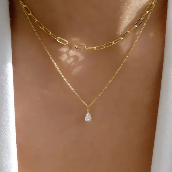 Layered Teardrop Pendant Necklace