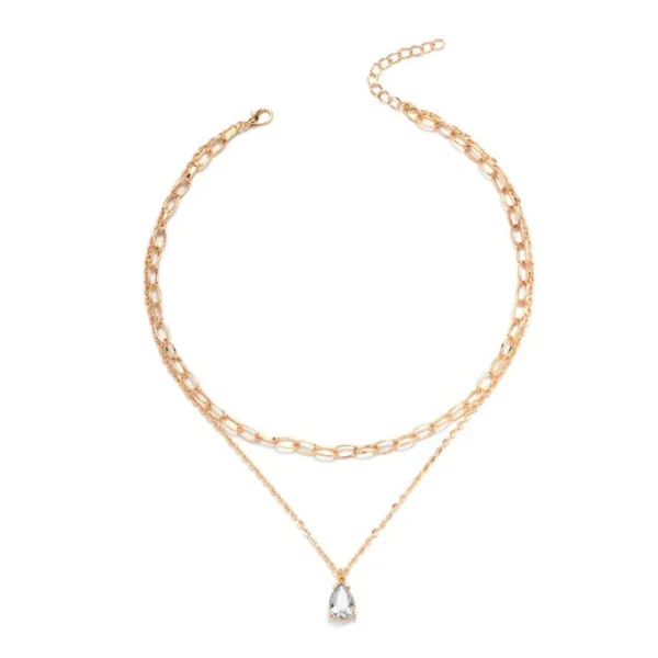 Layered Teardrop Pendant Necklace - Image 4
