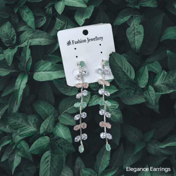 Long Crystal Leaf Drop Earrings - Image 6