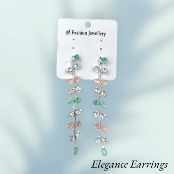 Long Crystal Leaf Drop Earrings - Image 2