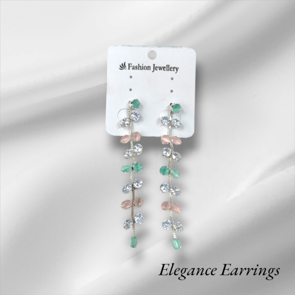 Long Crystal Leaf Drop Earrings