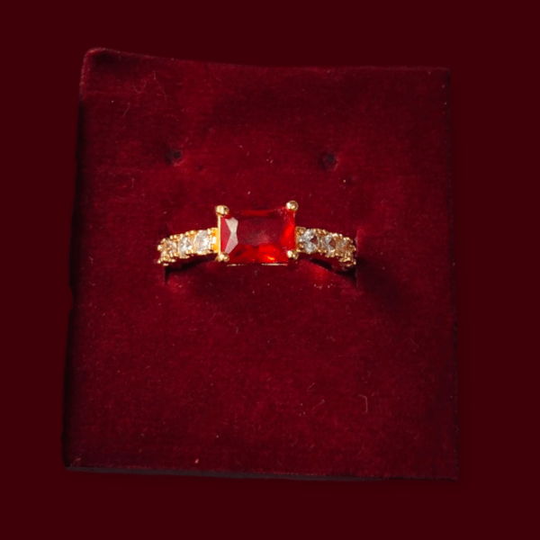 Radiant Red Gemstone Gold Ring